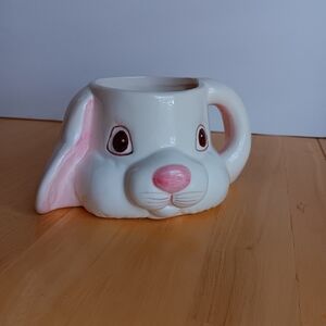 Easter Bunny Ceramic Head Planter w/ Handle 1980's Vintage